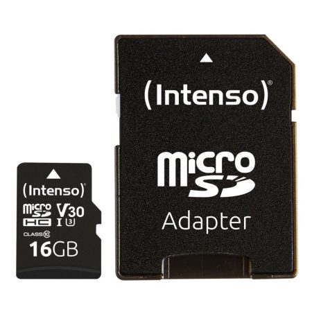 Intenso 16GB MicroSDXC UHS-I Professional Class 10 U3 V30 + adapterrel Intenso 16GB MicroSDXC UHS-I Professional Class 10 U3 V30 + adapterrel