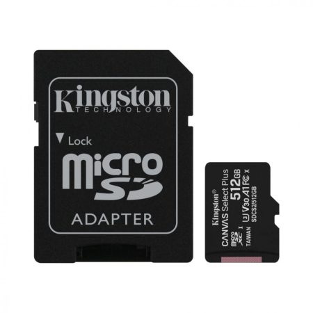 Kingston 512GB microSDXC Canvas Select Plus Class 10 100R A1 C10 Card + adapterrel