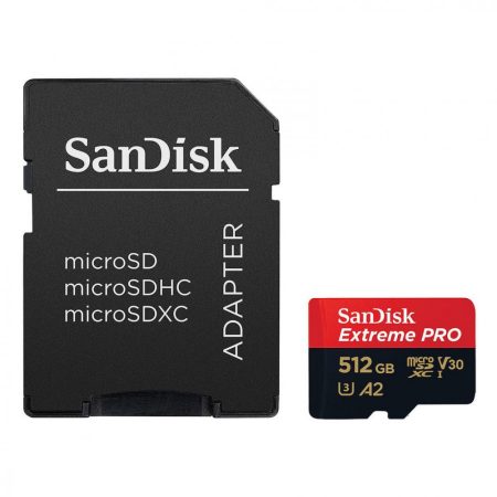 Sandisk 512GB microSDXC Class 10 U3 V30 A2 Extreme Pro + adapterrel