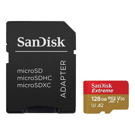 Sandisk 128GB microSDXC Class 10 U3 V30 A2 Extreme + adapterrel