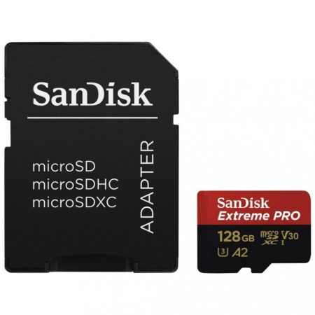 Sandisk 128GB microSDXC Extreme Pro Class 10 UHS-I A2 C10 V30 + adapterrel