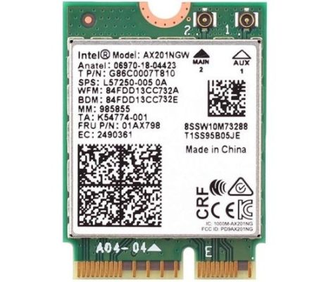 Intel NIC WI-FI 6 AX201 2230 2x2 AX+BT No vPro Intel NIC WI-FI 6 AX201 2230 2x2 AX+BT No vPro