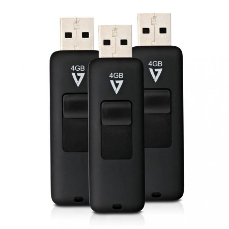 V7 4GB Slide-In connector USB2.0 Black (3-pack)